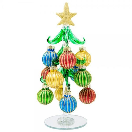 Glass Tree With Multicolored Ornaments - Árbol Navideño de Cristal