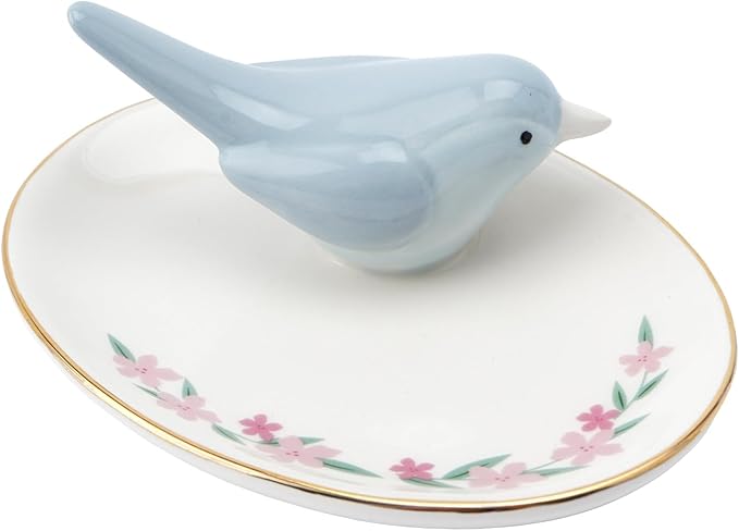 Blue Bird Ceramic Ring Holder - Soporte para Anillos