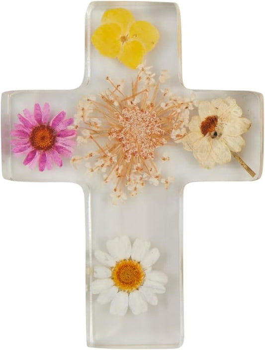 Dried Yellow Flower Resin Cross - Cruz de Resina con Flores
