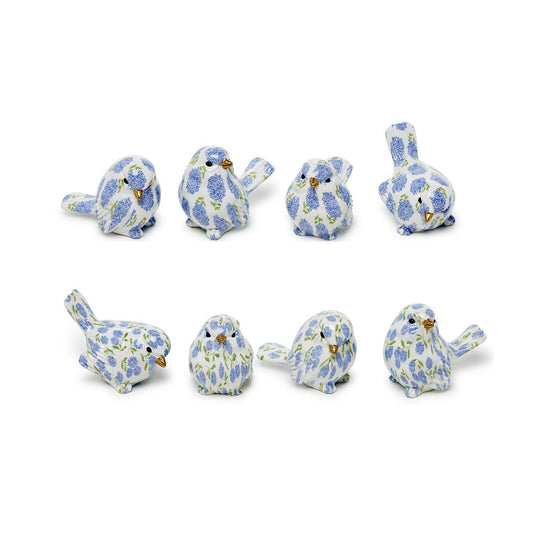 Blue Hydrangea Decorative Bird Unit - Resin