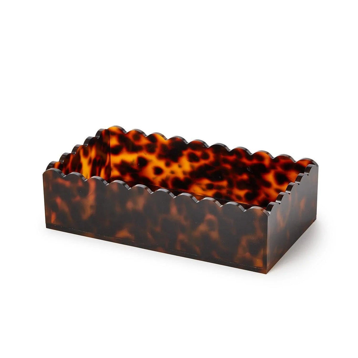Tortoise Print Scalloped Edge Acrylic Guest Napkin Holder - Servilletero