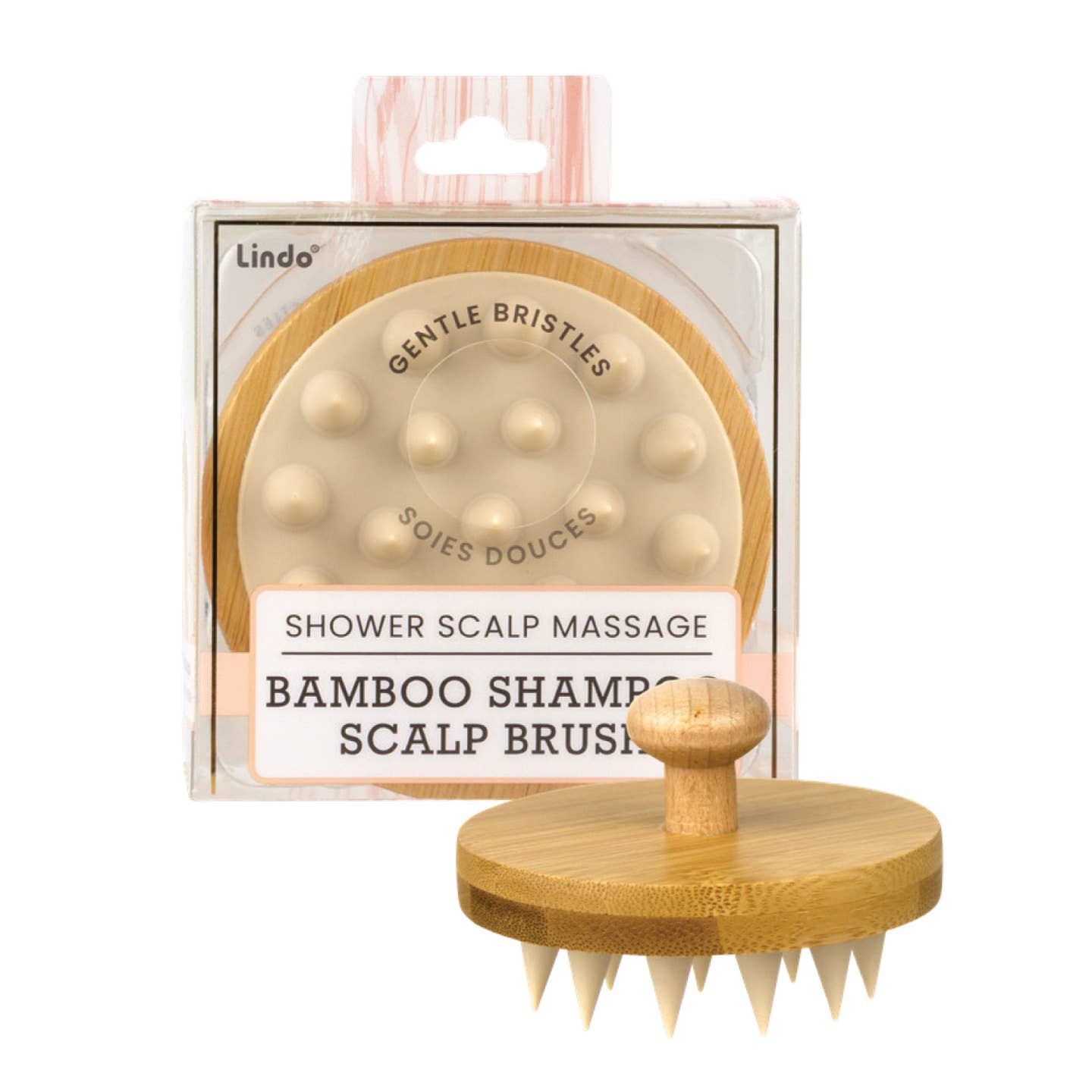 Lindo Bamboo Shampoo Scalp Brush - Shower Scalp Massage