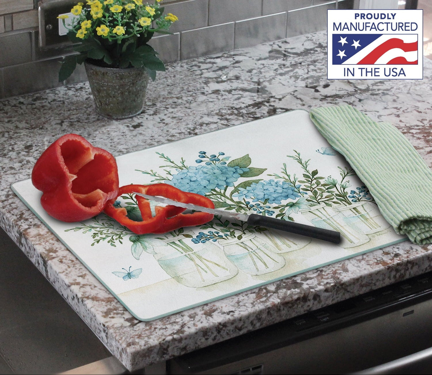 CounterArt Mason Jar Florals Cutting Board - Tabla de Cortar