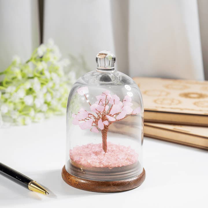 Rose Quartz Gemstone Dome Tree - Árbol de Cuarzo Rosa