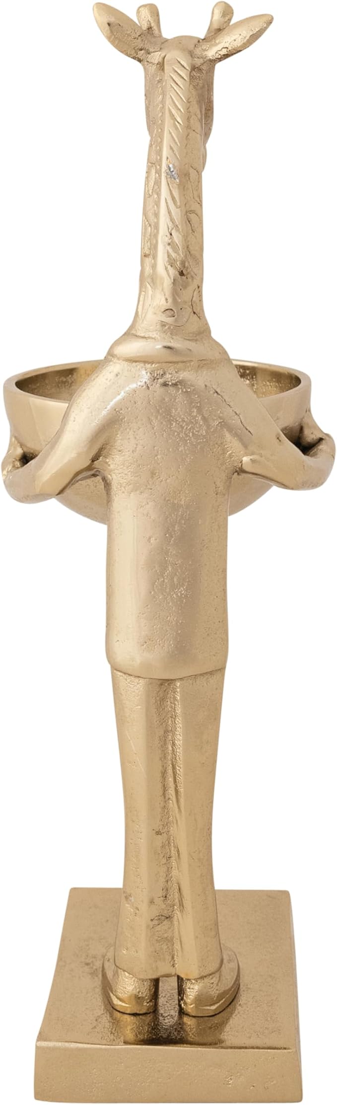 Cast Aluminum Giraffe Holding Bowl, Gold Finish - Jirafa de Aluminio con Bowl