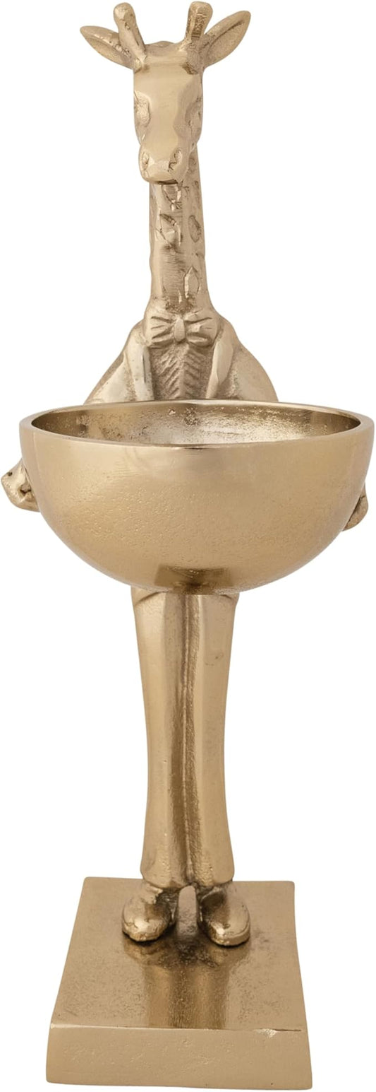 Cast Aluminum Giraffe Holding Bowl, Gold Finish - Jirafa de Aluminio con Bowl