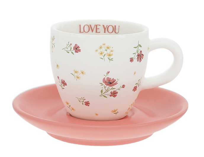 LOVE YOU-2.5 OZ ESPRESSO CUP AND SAUCER - Taza