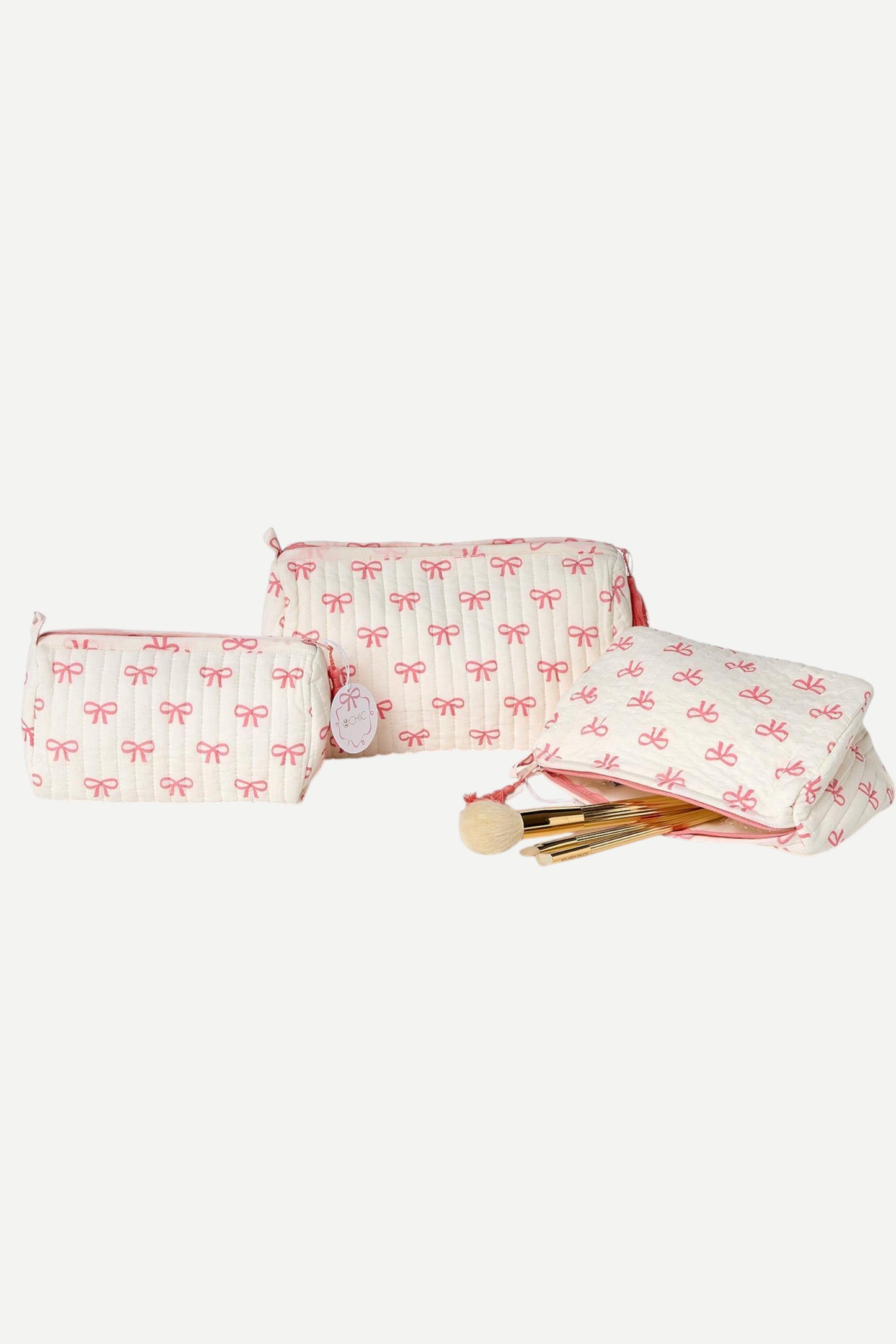Coquette Bow Cotton Quilted Pouche