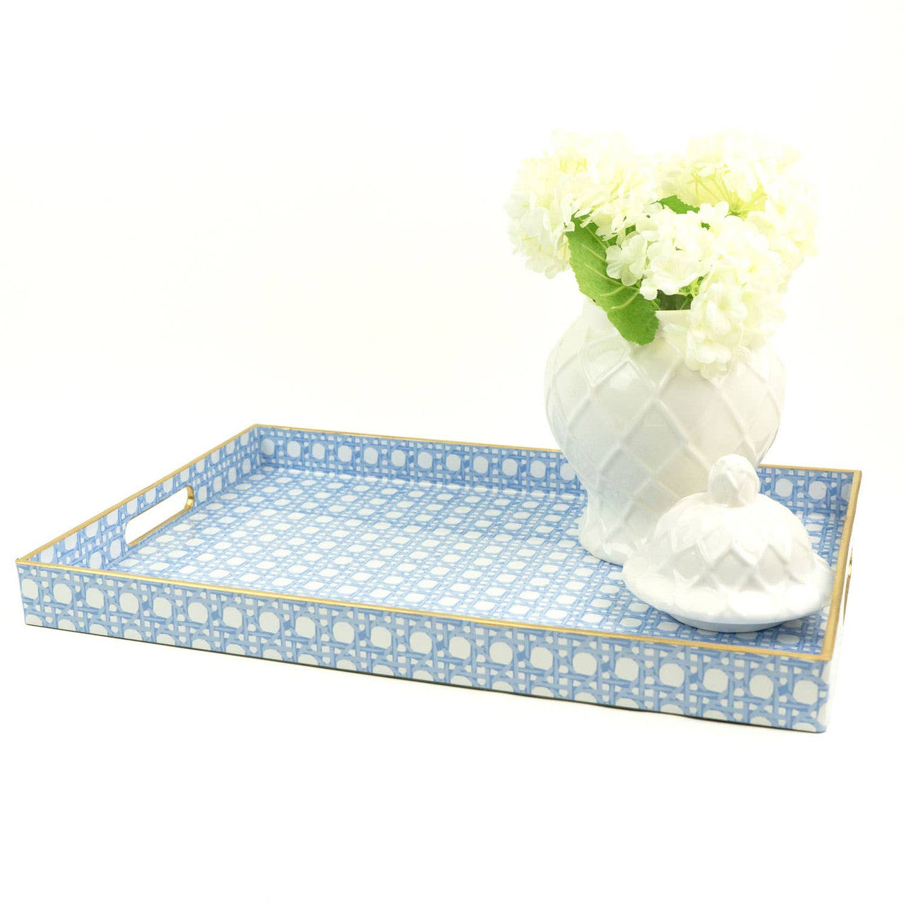 Blue Cane Rectangular Tray - Bandeja azul