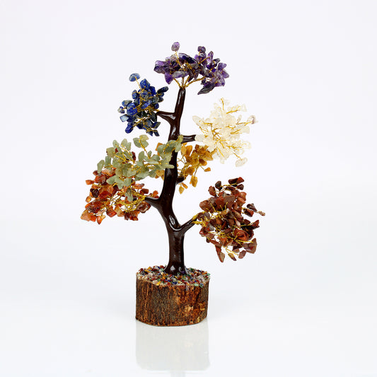 7 Chakra Crystal Tree – 300 Beads & Wood Base
