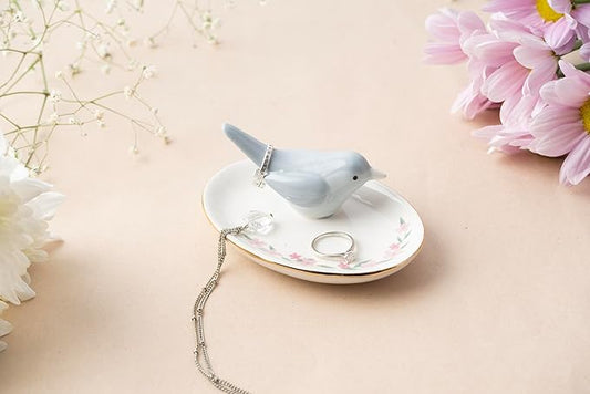 Blue Bird Ceramic Ring Holder - Soporte para Anillos