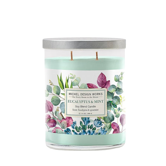 14 Oz Eucalyptus and Mint Fragrance Glass Candle Jar