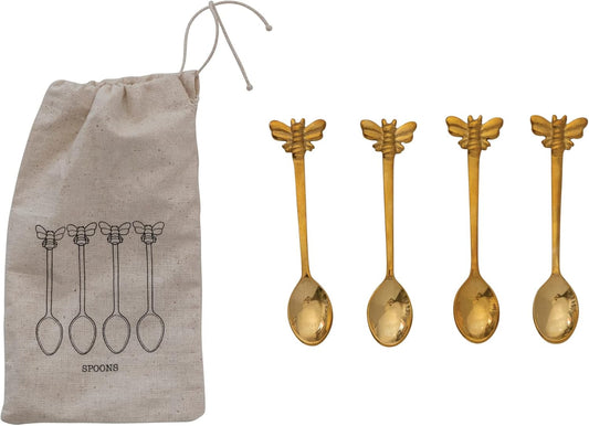 Cucharas de latón con asas de abeja / SBDS-SIPPIN' PRETT GOLD BEE SPOON