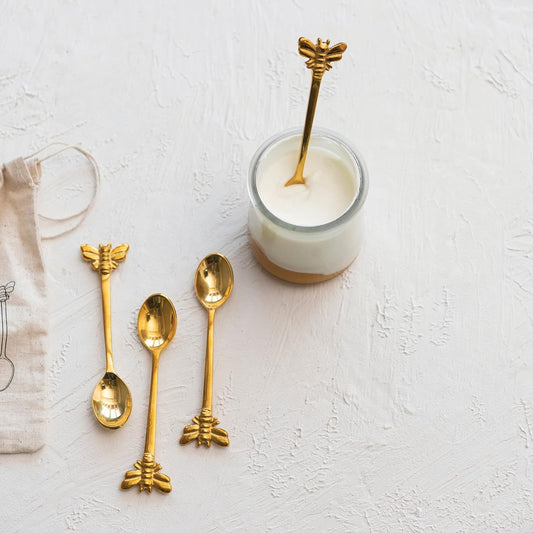 Cucharas de latón con asas de abeja / SBDS-SIPPIN' PRETT GOLD BEE SPOON