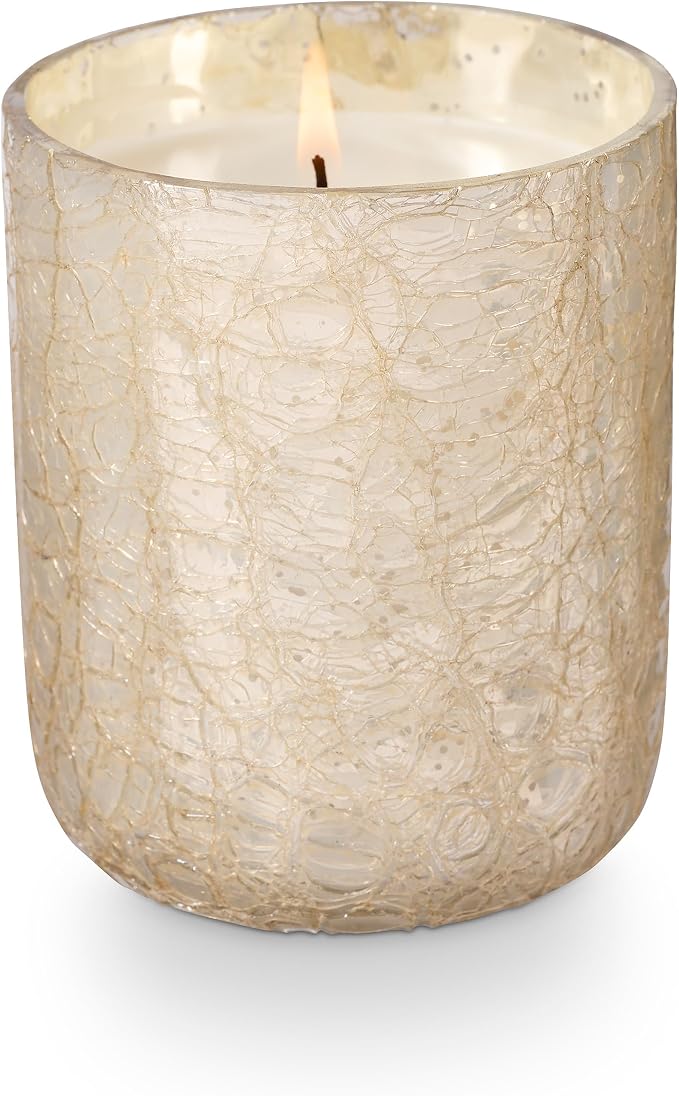 Winter White Small Boxed Crackle Glass Candle