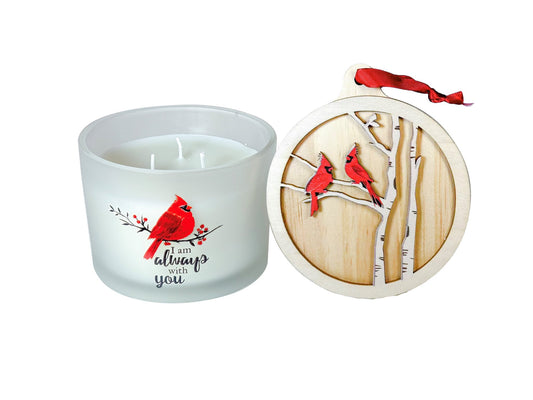 12oz Cardinal Bereavement Candle with Ornament Lid - Vela