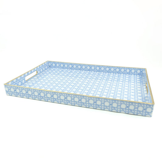 Blue Cane Rectangular Tray - Bandeja azul