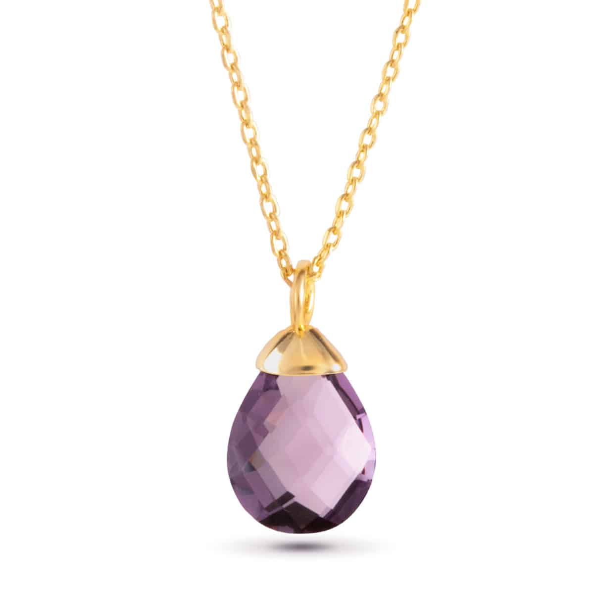 February Hanging Gold Charm Necklace - Collar