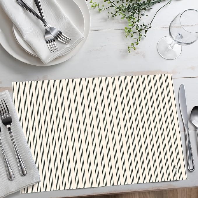 Black Ticking Stripe Placemats - Manteles Individuales