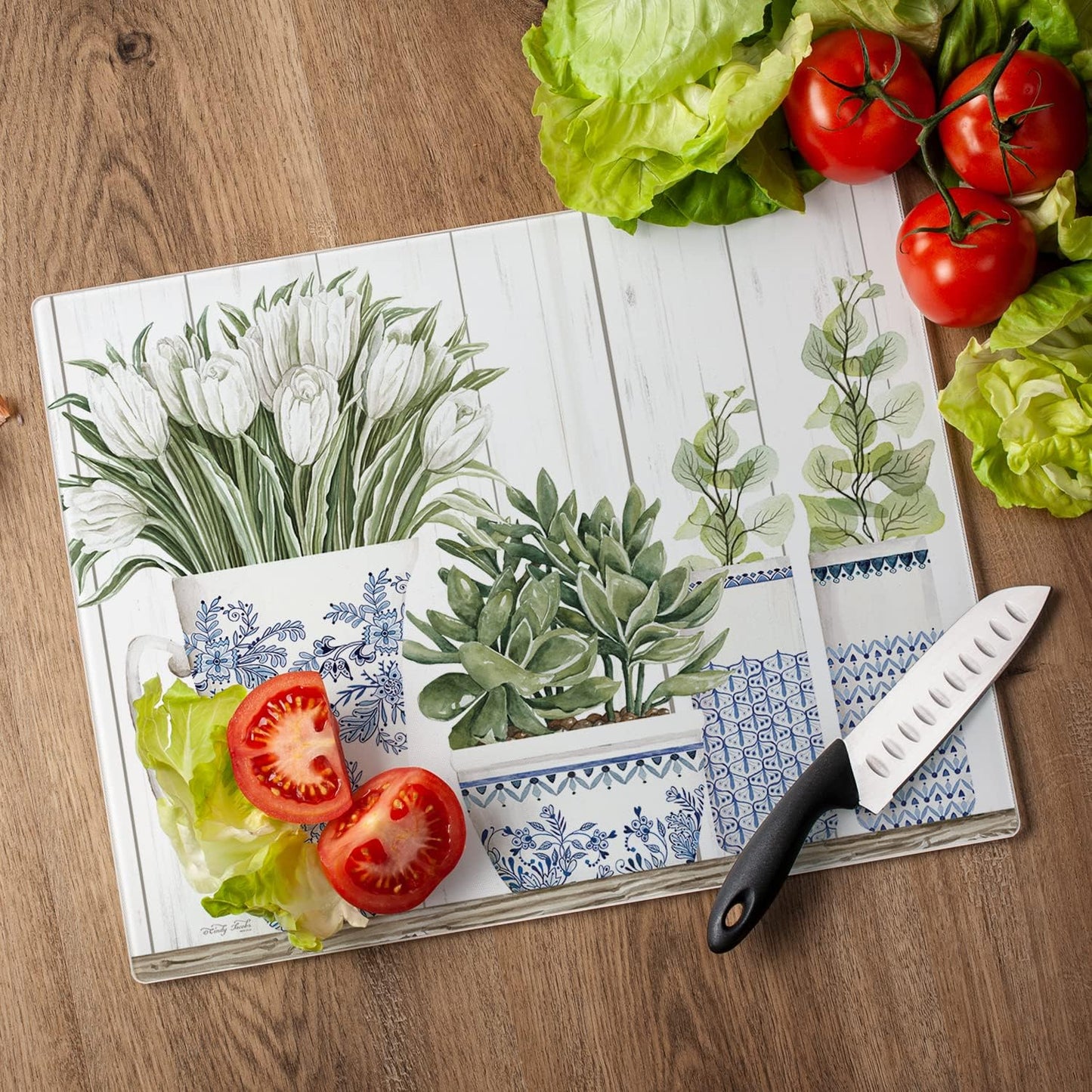 Blue & White Pottery Cutting Board - Tabla de Cortar