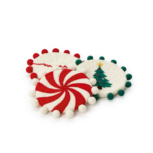 S/4 FELT COASTERS A/3 DESIGNS