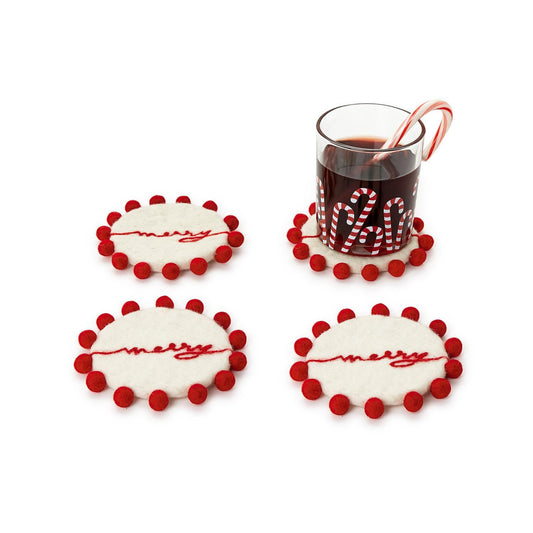 S/4 FELT COASTERS A/3 DESIGNS