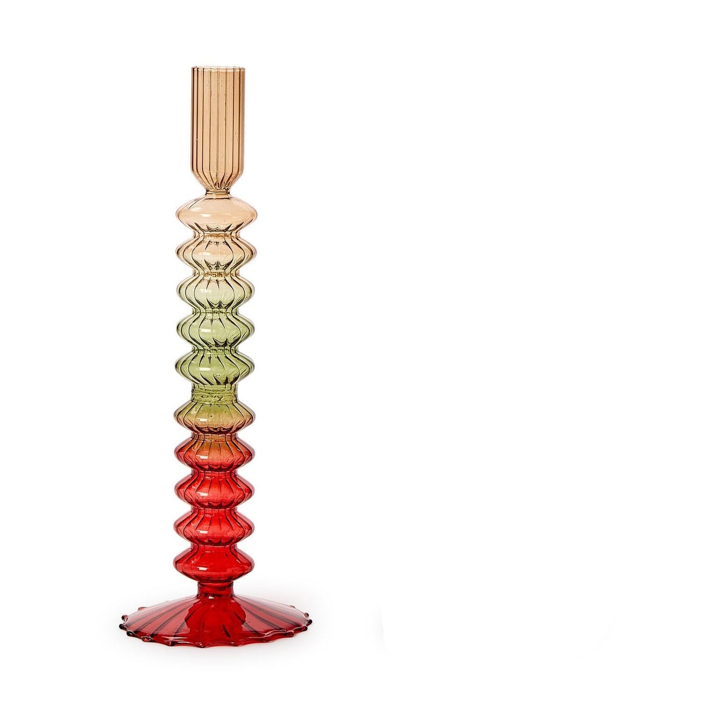 Holiday Ombre Hand-Blown Glass Candlesticks Assorted 3 Shapes/Colorations - Glass