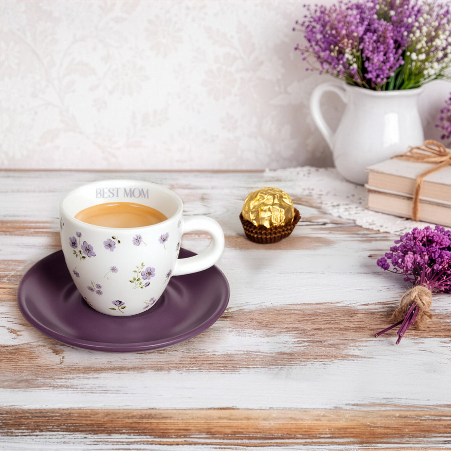 BEST MOM-2.5 OZ ESPRESSO CUP AND SAUCER - Taza
