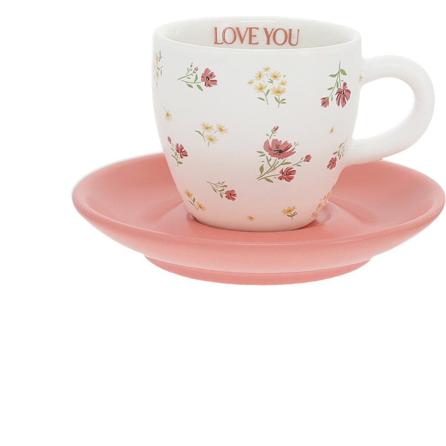 LOVE YOU-2.5 OZ ESPRESSO CUP AND SAUCER - Taza
