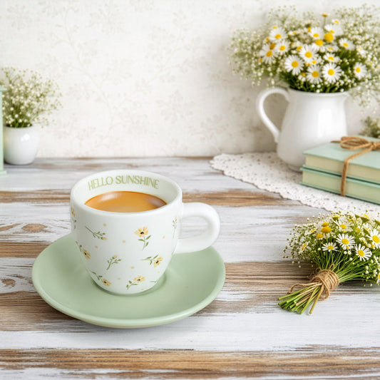 Hello Sunshine 2.5 oz Espresso Cup and Saucer - Taza
