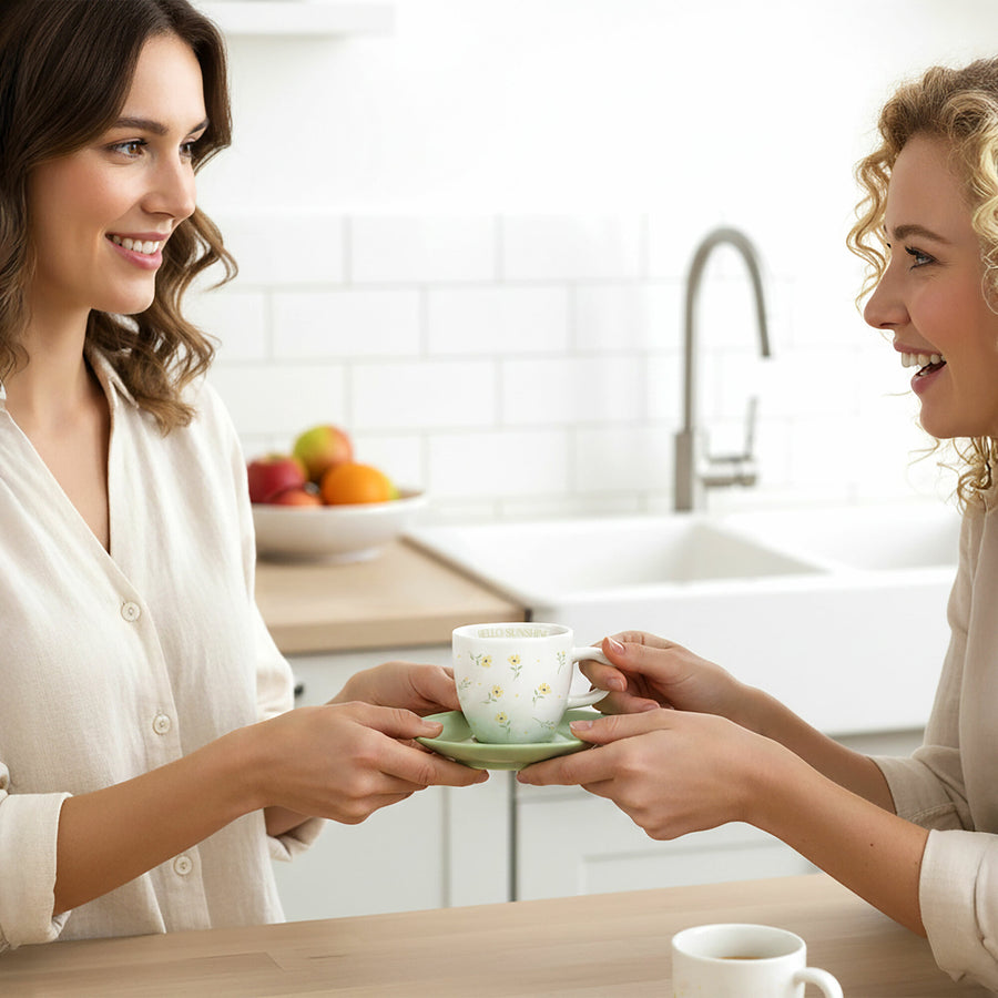 Hello Sunshine 2.5 oz Espresso Cup and Saucer - Taza