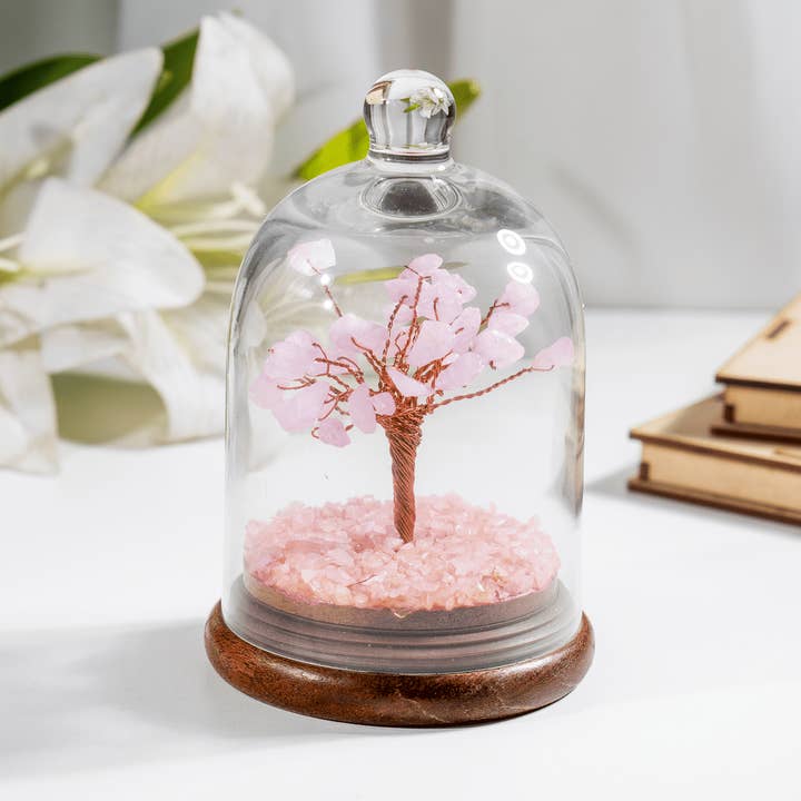 Rose Quartz Gemstone Dome Tree - Árbol de Cuarzo Rosa
