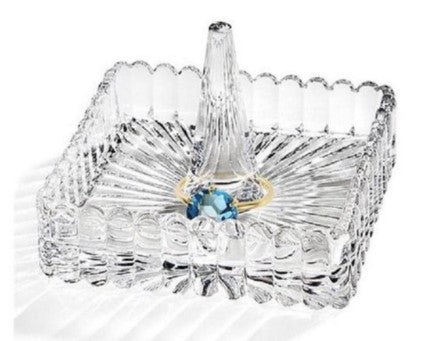 Ring Holder W/Square Base /  Porta Anillos de Cristal