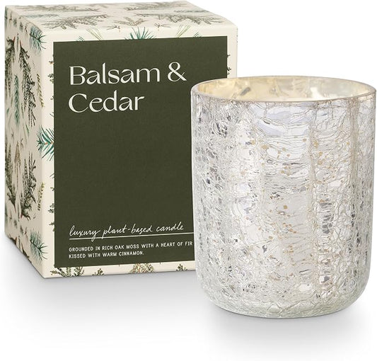 Balsam & Cedar Small Boxed Crackle Glass Candle