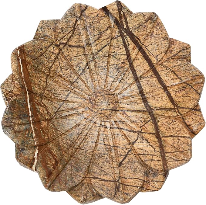 9" Round Marble Flower Dish - Plato de Mármol en Forma de Flor
