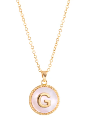 Gold Mother of Pearl Initial Necklace - Collar Bañado en Oro con Inicial