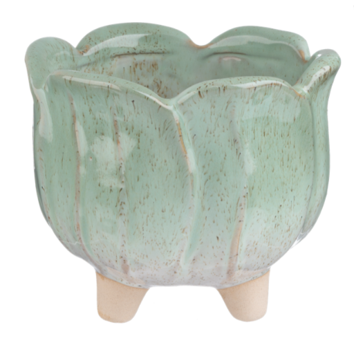 Green Reactive Glaze Leaf Planter - Macetero