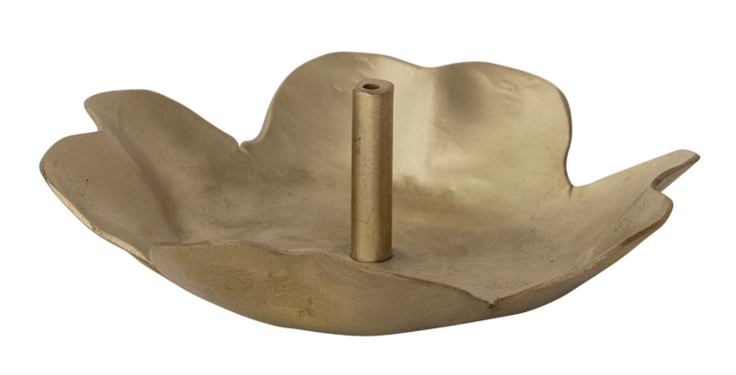 Brass Flower Shaped Incense Holder, Matte Finish / Portaincienso en forma de flor