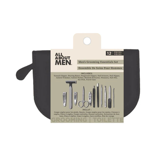 12pc Men's Grooming Essentials Kit - Black
