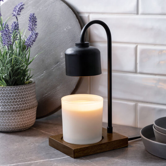 Arched Candle Warmer Lamp Black & Wood - Lámpara Calentadora de Velas