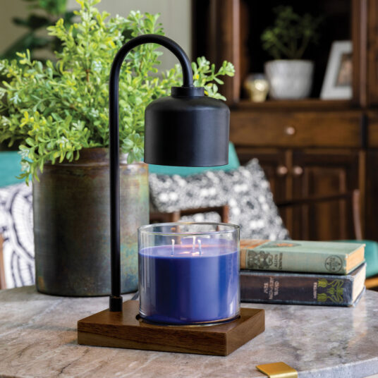 Arched Candle Warmer Lamp Black & Wood - Lámpara Calentadora de Velas