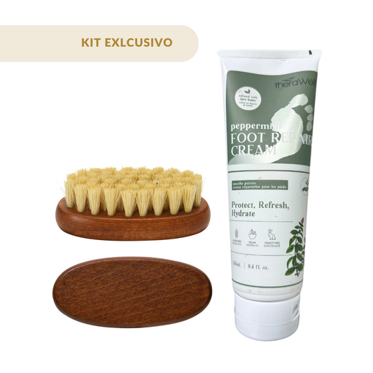 CREMA REPARADORA DE PIES - MENTA 250ML + CEPILLO DE MADERA DE HAYA  (kit exclusivo)