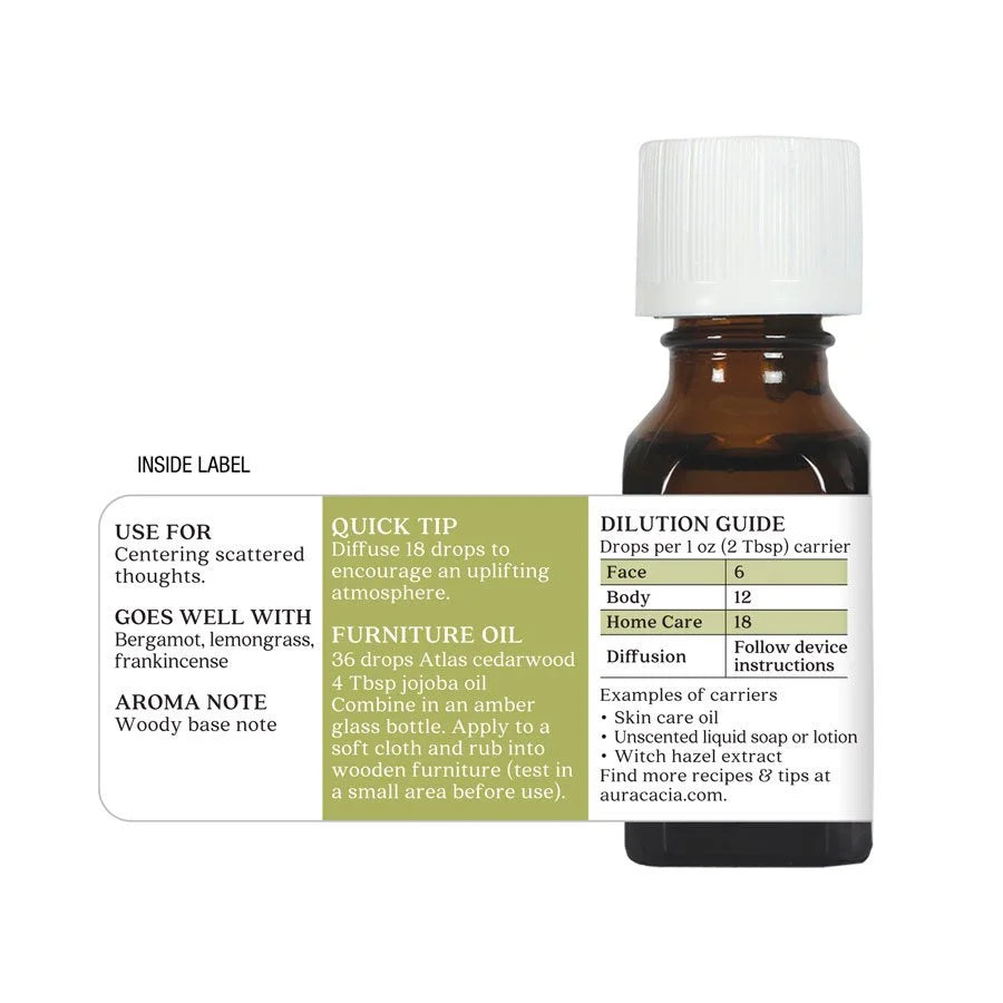 Atlas Cedarwood Essential Oil 0.5 fl. oz. - Aceite esencial de cedro
