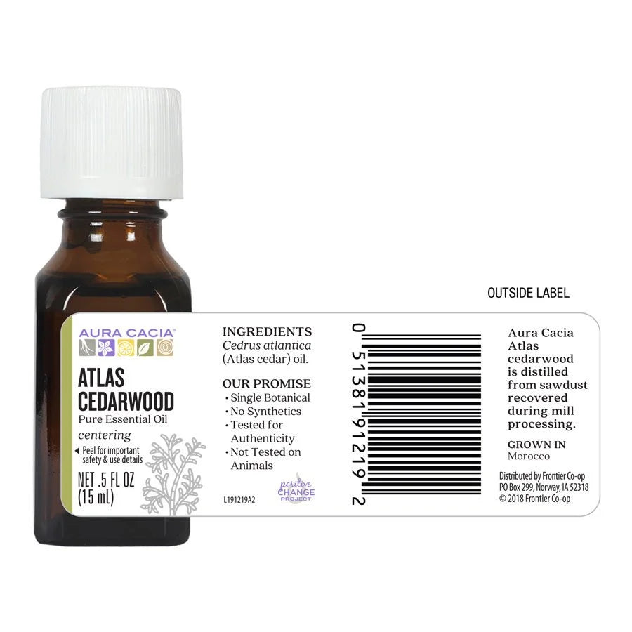 Atlas Cedarwood Essential Oil 0.5 fl. oz. - Aceite esencial de cedro
