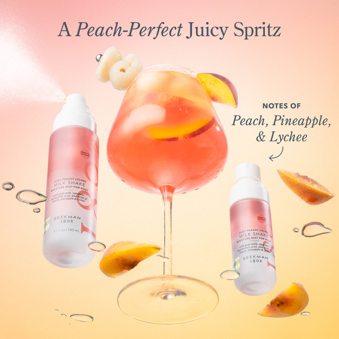 Milk Shake Moisture Mist For Body Juicy Peachy Lychee - Perfume Hidratante