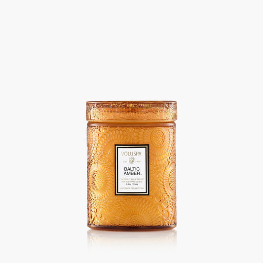 Baltic Amber Embossed Glass Jar Candle 5.5oz