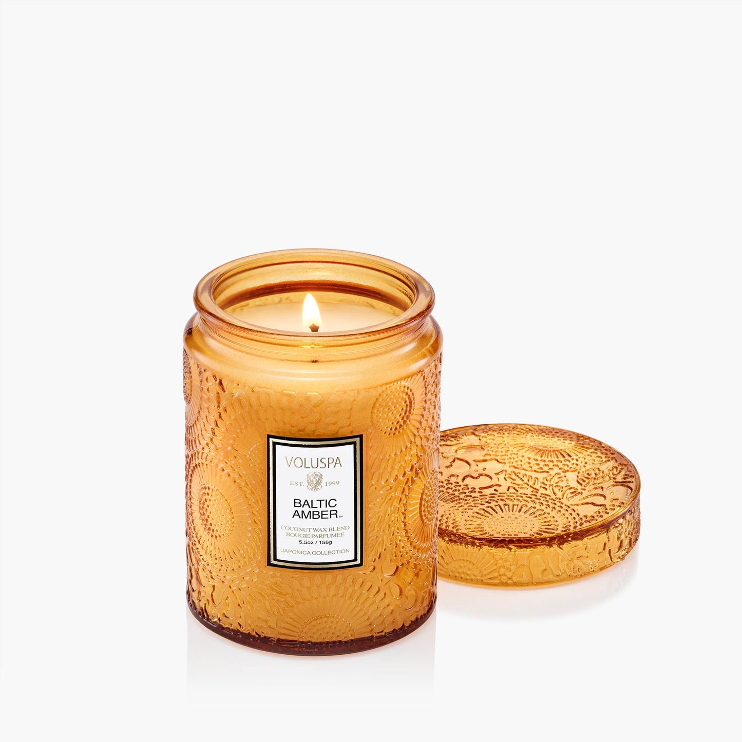 Baltic Amber Embossed Glass Jar Candle 5.5oz