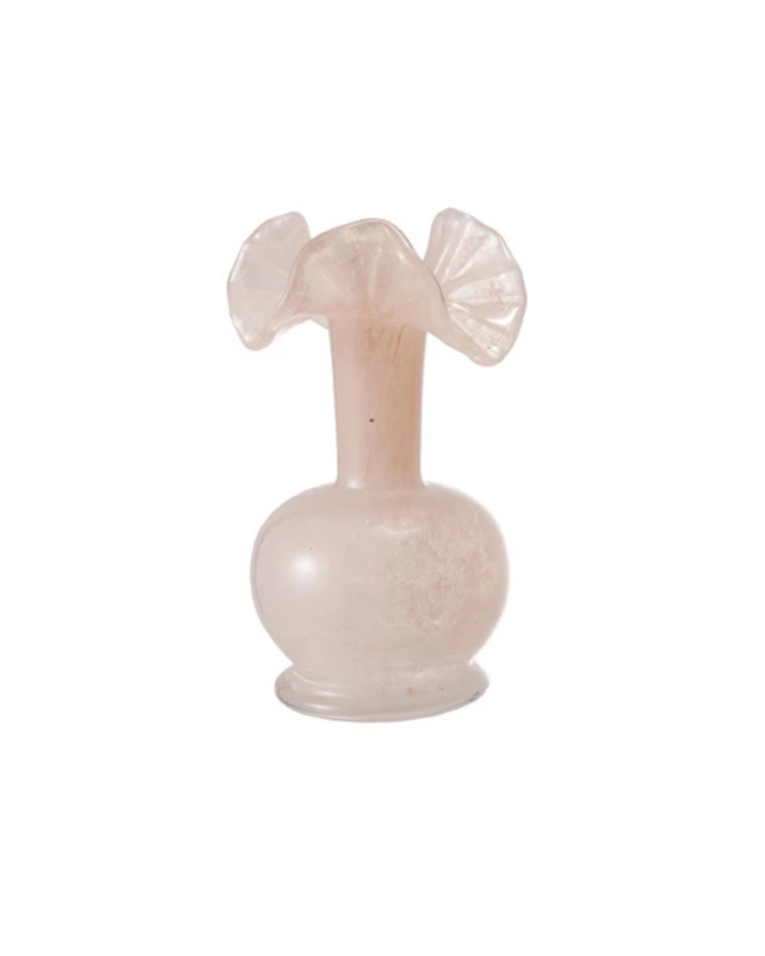 Art Glass Vase w/ Ruffle, 3 Colors (Each One Will Vary)