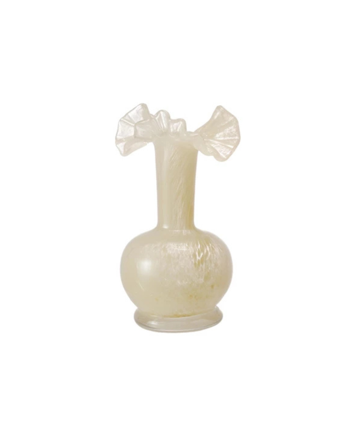 Art Glass Vase w/ Ruffle, 3 Colors (Each One Will Vary)