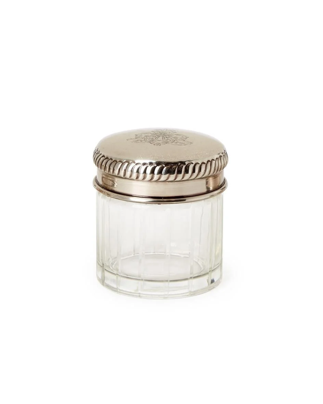 Decorative Glass Jars with Antique Silver Plated Brass Lid
